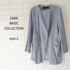 美品・希少ZARA リネン100% ノーカラージャケット（Spain製） Lのサムネイル