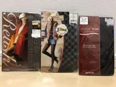 新品未使用　アツギ　フクスケ　編みタイツ　チョコレート　ブラック　3足