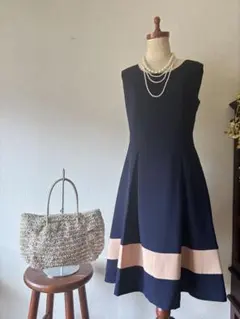 ◆新品タグ付き◆11号 ネイビーバイカラーワンピース ◆卒園式 入学式入園式