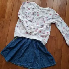 branshes 花柄コットントレーナー 130cm　スカート120cmセット