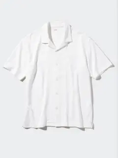 値下げ中ユニクロ　エアリズムコットン　オープンカラーポロシャツホワイト半袖シャツ