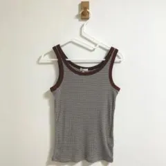 earth music&ecology リブタンクトップ ブラウン×ミントM