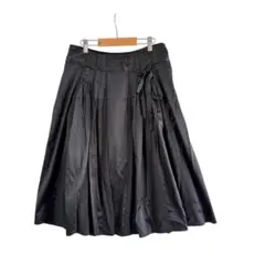 【SONIA RYKIEL】プリーツスカート リボン ミモレ丈ブラック 40 Lのサムネイル