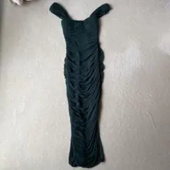 ダークグリーン ドレープデザイン パーティードレス　Mサイズ　値下げ