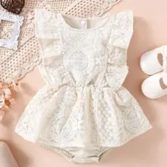 【68サイズ】SHEIN ベビー 花柄刺繡 フリルトリム シフィ ボディスーツ