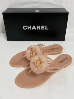 美品　CHANEL シャネル　ラバー　サンダル　カメリア　サーモンピンク　38のサムネイル