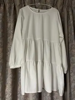 ホワイト ティアードデザイン シャツ M
