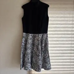 ノースリーブ ハイネック ワンピース 黒白