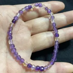 天然石 アメジスト シトリン 4mm 多面カット ブレスレット