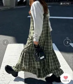 チャオパニック　チェックギャザーキャミワンピース