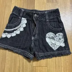 平成レトロ　メゾピアノ　レース装飾付きダークデニムパンツ １３０ナルミヤ