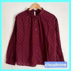 クラウドナイン ギャザー×ドットの上品可愛いブラウス 前開き 赤 未使用品のサムネイル