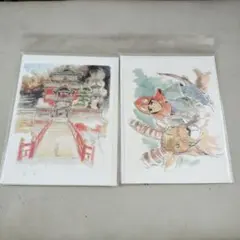 グリーティングカード 水彩画 ジブリ　千と千尋の神隠し　もののけ姫