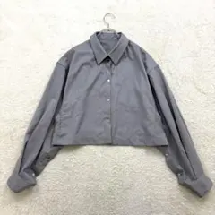 エープラストウキョウ【F】グレー系 ショート丈 デザインブラウス 日本製 毛混のサムネイル