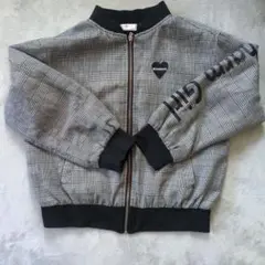 グレー系チェック ジップアップジャケット140センチ