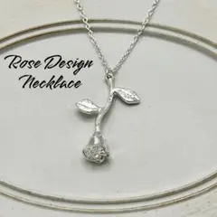 N002-b ネックレス バラ 薔薇 花 レディース 新品 女性 シルバーカラー