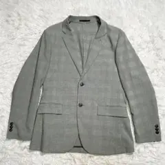 極美品　ユニクロ　 感動ジャケット　スリムフィット　グレー　チェック　M