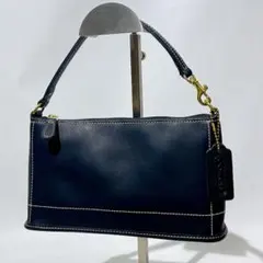 COACH コーチ レザー トートバッグ ショルダーバッグ ネイビー 3層構造 
