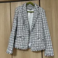 H&M ツイード ノーカラージャケット モノトーンのサムネイル