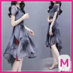 フィッシュテール ワンピース お呼ばれ 体型カバー 3Dプリント Mサイズ