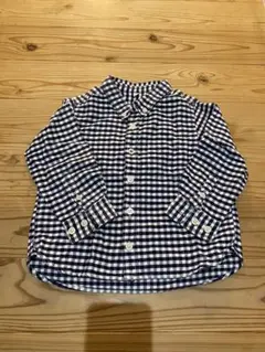 無印良品　長袖シャツ チェック柄 ネイビー 100