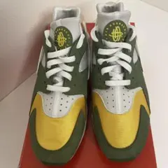 NIKE AIR HUARACHE LE 深緑/黄色/ホワイト スニーカー