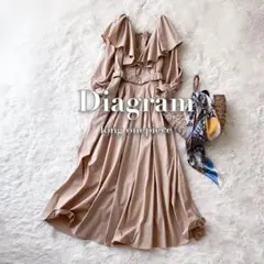 美品 ダイアグラム カシュクールワンピース ノースリーブ ベージュピンク 36 美品 ダイアグラム カシュクールワンピース ノースリーブ ベージュ
