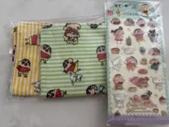 クレヨンしんちゃん ハンカチ2枚ととシールセット