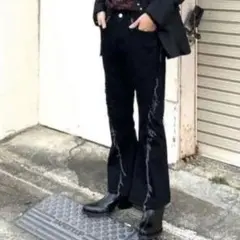JieDa BOOTS CUT DENIM PANTS フリンジデニム　ブラックのサムネイル