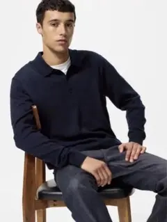 ユニクロ　メリノニットポロセーター　M