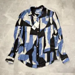 【新品タグ付き】ZARA ザラ 長袖シャツ 総柄 レーヨン 3Dプリントパターン