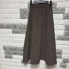 美品【socolla ]ソコラ パンチング加工 プリーツロングスカート ブラウン