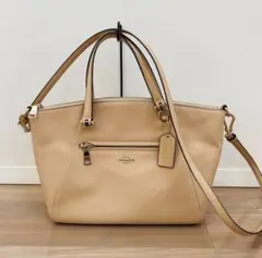 COACH コーチ 2WAY レザー トートバッグ ショルダーバッグ ベージュのサムネイル