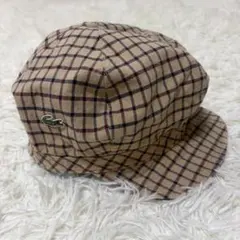 LACOSTE メンズ チェック柄 キャップ キャスケット帽子 リバーシブル