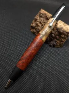 花梨瘤紅白 ハンドメイド 木軸ボールペン G2 天然木 ブラック - メルカリ