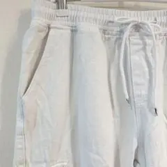 SHEIN 【M】ドローストリング カーゴパンツ 裾カットオフ ホワイト