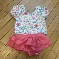 花柄　水着　女の子　セパレート　ピンク80