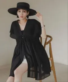 LOWRYSFARM シャーリングチュニックフレンチスリーブ
