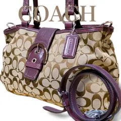 コーチ ソーホー 2way シグネチャー 斜め掛け可 ショルダーバッグ ブラウン