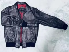 革ジャン 牛革 サイズL レザージャケット メンズ 襟付き 裏地あり