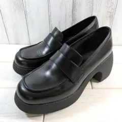 超美品 CAMPER THELMA 厚底 ローファー レザーチャンキーヒール24
