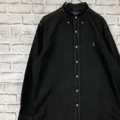 ラルフローレン長袖シャツ！ブラックM ロゴ刺繍 0324
