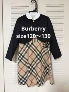 現行タグ✨バーバリー ワンピース切り替えノバチェック 12Y 152cm✨白 