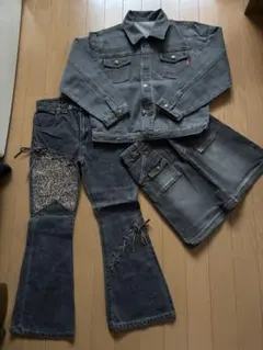 デニムジャケット・フレアパンツ・スカート　3点セット