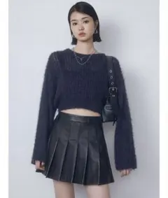 EMODA ヴィンテージライクプリーツミニスカート ブラック