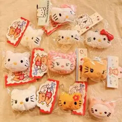 被り無し10種●ハローキティぬいぐるみチャームマスコットフェイスキーホルダー