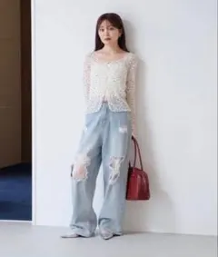 Kastane レースデニムandフラワーキャミソールワンピースセットのサムネイル