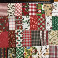 限定　クリスマス柄　レトロ　ハギレ　カットクロス　10㎝×5㎝　30枚189