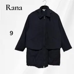 Rana レナウン ブラック ロングコート フード付 M　中綿入り レディース