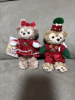 ダッフィ− ＆シェリーメイ ぬいぐるみバッジ　クリスマス